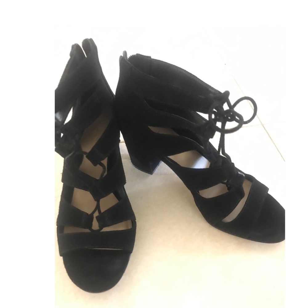 Lord & Taylor Suede open toe Lace up Bootie